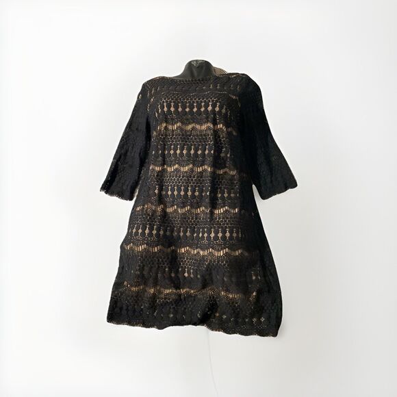 Jessica‎ Howard Black Lace Mini Dress  Lining 3/4 Sleeve Womens  Size 14 - Picture 2 of 6